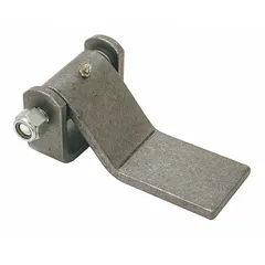 Hinge strap for securing and hinging access panels, doors, or covers on trucks, trailers, and heavy equipment. Overall length 5 27/32 in, width 4 11/32 in, height 2 7/16 in.