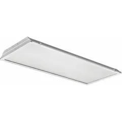 This 2 ft. x 4 ft. LED troffer delivers 2,983 lumens at 3500K color temperature, consuming 23.2 W. It operates on 120 to 277V AC and is designed for recessed installation in commercial ceiling grids, providing general ambient lighting in offices, schools, and retail spaces.