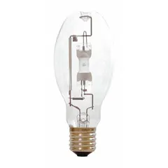 This 250-watt metal halide lamp features an ED28 shape and a Mogul Screw Base (E39). It operates at 135 volts with a color temperature of 4000K. Suitable for high-bay lighting in warehouses, factories, and retail spaces, it provides bright white light for general area illumination.