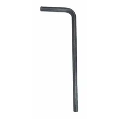 This L-shaped hex key has a 2.5 mm metric tip size and a short length for access in confined spaces. Made from alloy steel with a black oxide finish, it features two tips for tightening or loosening hex socket screws and bolts in machinery, automotive, and general maintenance applications.