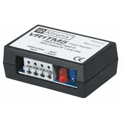 The ALTRONIX VR1TM5 is a power conversion module that converts a 24V AC/DC input to a 5VDC output at 1A. Housed in a plastic terminal-style enclosure, it is used in control panels and automation equipment requiring regulated low-voltage DC power from a 24V supply.