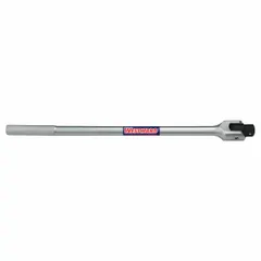 Flex-head breaker bar with 1-inch square drive and 26-inch overall length. Constructed from alloy steel with a chrome-plated finish and a knurled grip for secure handling. The pivoting head allows access to fasteners in confined spaces while providing the leverage needed for high-torque loosening and tightening tasks.