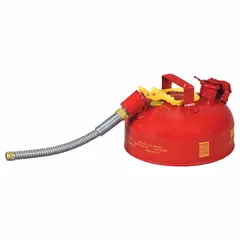 EAGLE Type II Safety Can with 1 gallon capacity, red finish, and includes a 5/8 in OD hose. Designed for safe storage and dispensing of flammable liquids in industrial settings such as maintenance, chemical processing, and manufacturing facilities.