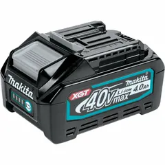 Makita BL4040-2 is a 40V DC XGT battery with 4 Ah capacity. It features a tabbed design for secure connection and includes two batteries. Compatible with Makita's 40V max XGT tool platform, it is used to power cordless tools for drilling, cutting, and fastening in construction and maintenance applications.