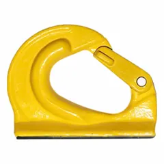 This weld-on excavator hook is made from alloy steel with a 1 23/32 in material thickness. It is designed for lifting applications and can be welded directly onto excavator buckets or other heavy equipment to provide a secure lifting point. The hook has a 5 ton working load limit.