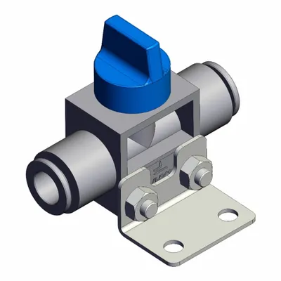 SMC Finger Valve: VHK Series, Knob Actuator, 3 Ports, 8 mm, Side-Ported Body - VHK Series Manual Air Control Valves