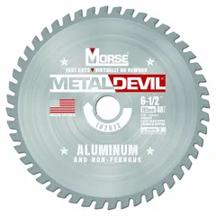 This carbide-tipped circular saw blade is designed for cutting aluminum and soft metals. With 48 teeth and a 0.08 in kerf, it produces clean, precise cuts. The 5/8 in arbor fits standard circular saws. Commonly used in fabrication and metalworking for cutting aluminum extrusions, sheets, and soft metal materials.