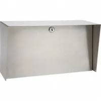 Silver polished stainless steel cover housing for gate operator access control devices. 6 in x 14 in footprint, 8 in overall height. Includes EPDM rubber seal for weather protection. Accommodates keypads