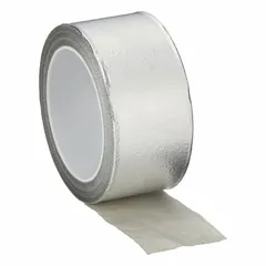 Aluminum foil tape with silicone adhesive for indoor/outdoor use. Suitable for sealing and repair in HVAC, ductwork, and general industrial applications. Rated for temperatures as low as -65°F.