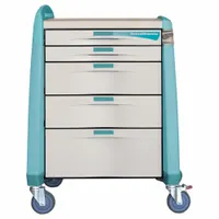 CAPSA HEALTHCARE Anesthesia Cart: Polymer, (1) Swivel with Brake/(3) Swivel, Green, 5 Drawers (MPN AM-AN-INT-ELOK-G)