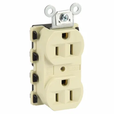 HUBBELL SNAP5262IA Duplex Receptacle, 5-15, Ivory, 125V AC, 15A, 2 Pole / 3 Wire - General Purpose Receptacles