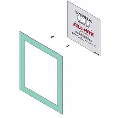 Faceplate kit for Fill-Rite FR702 series meters, compatible with FR702VELRU Cabinet model. Includes two mounting screws. Used for replacing or upgrading the faceplate on fuel dispensing meters in commercial fueling applications.