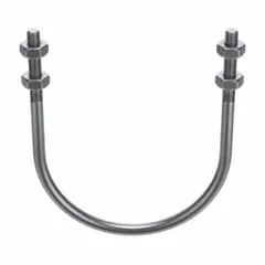 This steel U-bolt with plain finish is designed for securing 10-inch pipes, conduits, or tubing to structural supports. It features a 3/4"-10 thread size and a 13 13/16-inch inside height. Commonly used in plumbing, HVAC, and material handling systems for fastening pipes to beams or racks.