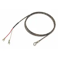 Type J thermocouple with bolt-style mounting for surface temperature measurement on solids and surfaces. Rated from 32°F to 1,400°F (0°C to 760°C) with accuracy of ±2.2 °C or ±0.75%, whichever is greater. Features a 4 ft fiberglass cable with stainless steel braid and maximum wire gauge of 0.25 mm
