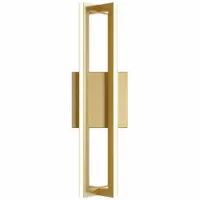This Cass Wall Sconce delivers 1,800 lumens at 3000K with a CRI of 90, powered by 18W at 120V AC and dimmable. It measures 3 7/8 inches in length and 5 inches in width with a gold finish. Suitable for ambient lighting in commercial or residential interiors such as hospitality, retail, or corridor spaces