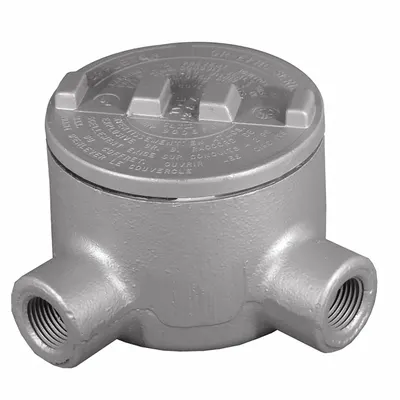 APPLETON ELECTRIC Conduit Outlet Body: Aluminum, GR, 1 in Trade Size, L Body - L Round Body - 90° Elbow Type