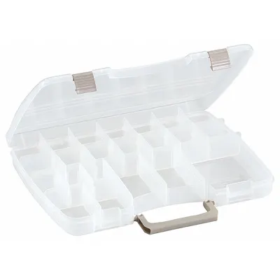 PLANO MOLDING 3870-01 Clear Plastic Small Parts Compartmented - Small Parts Compartmented Boxes with Adjustable Dividers
