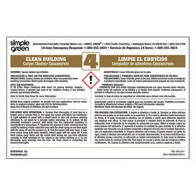 SIMPLE GREEN Secondary Bottle Label, 6 in Wd, 10 PK - Secondary Container Labels and Tags
