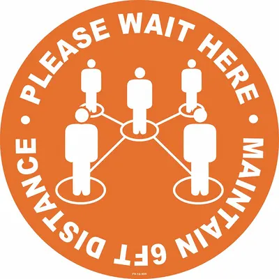 STRANCO Wait Here - Wait Here - Maintain Distance Person Symbol Floor Sign