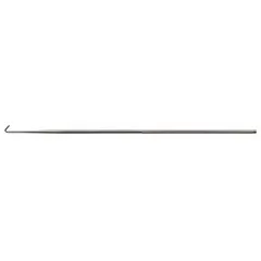 This steel spring-positioning hook features a hook tip for engaging spring coils. It is used to install, remove, or reposition springs in industrial machinery and automotive assemblies. The all-steel construction provides strength for demanding tasks.