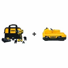 This compact, brushless cordless drill features a 3/8 in chuck and a maximum speed of 1,500 RPM. It includes a battery and is suited for drilling and fastening in wood, metal, and plastic, particularly in confined spaces.