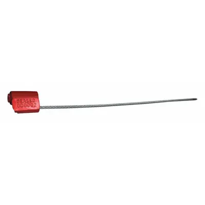 TYDENBROOKS Cable Seals: Red, Zinc, 12 in Cable Lg, 1/16 in Cable Dia, Sequential - Adjustable-Length Cable Seals