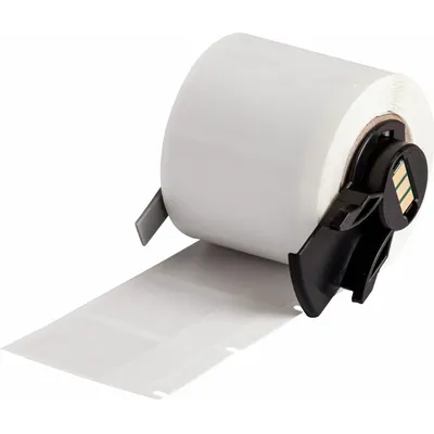 BRADY Wraparound Label: 1 1/2 in x 1 in, 1 in, Vinyl, White (Matte) - Brady Precut Label Rolls