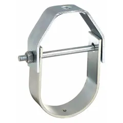 This zinc-plated steel clevis hanger supports 1 in pipe from 3/8 in threaded rod. It has a load capacity of 730 lb and is non-cushioned. Suitable for use in commercial and industrial piping systems, including HVAC, plumbing, and mechanical installations.
