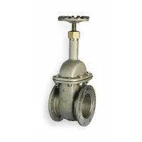 4-inch aluminum gate valve with rising stem, Class 125 flange, and wheel operator. Rated for 125 psi CWP. Bronze wedge and aluminum bonnet. Suitable for dry materials handling in bulk solids transfer, dust collection, and pneumatic conveying systems
