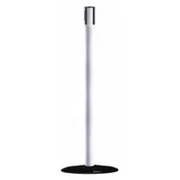 TENSABARRIER Single Belt Receiver Post: Round Flat, 38 in Post Ht, White, Stainless Steel, Flat (MPN 890B-33-32-32-RCV)