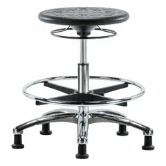 APPROVED VENDOR Polyurethane Lab Stool, Height Range 19 1/4" to 27", 13" Seat, Aluminum Base, 5 Glides