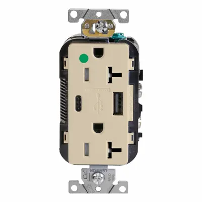 LEVITON T5833-HGI Hospital-Grade Duplex Receptacle with USB Charger - Hospital-Grade Receptacles with USB Chargers