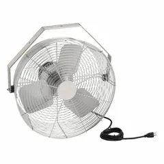 This HESSAIRE fan features an 18-inch blade diameter and a 1/4 hp motor operating on 115/230V AC. It offers variable speed control and is non-oscillating. Designed for ceiling mounting via a bracket, it is suitable for industrial air circulation in warehouses, factories, and workshops.