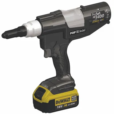 POP AVDEL Rivet Tool: 2 Batteries, 1 Charger, 1 3/16 in Stroke Lg, 4,047 lbf Pulling Force - Pop Avdel Cordless Riveting Tools