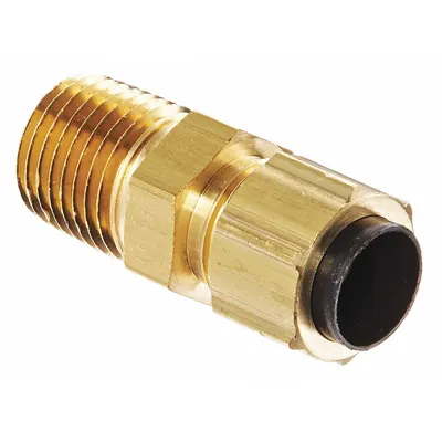 WEATHERHEAD Compression Fitting Adapter: 3/8 in OD x 1/4 in Pipe Fitting Size - Standard Sleeve Brass Compression Fittings