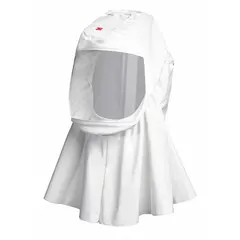 This hood provides neck coverage and is designed for use with powered air-purifying respirator (PAPR) systems. It is a universal-size headgear suitable for general industrial applications where respiratory protection against airborne contaminants is required.
