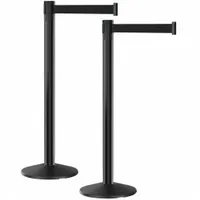 RETRACTA-BELT Crowd Control Post, PK 2: 40 in Post Ht, 10 ft Belt Lg, Black, 2 No. of Posts (MPN P101BA-BK-2PK)