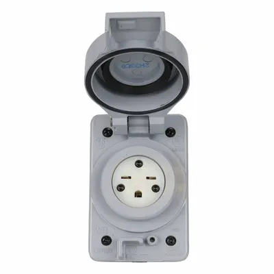 LEVITON Weather-Resistant Receptacle, 6-15R, Gray, 250V AC, 15A, 2 Pole / 3 Wire - Weather-Resistant Receptacles