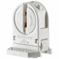 This lampholder accommodates Miniature Bi-Pin (G5) lamps and is rated for 120 W maximum lamp wattage at 600 V AC. The white finish suits general-purpose lighting installations where a compact socket is required for G5-based lamps.