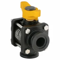 BANJO Manual Three-Way Ball Valve: 1 in, Polypropylene, L Flow, 300 psi Max. Pressure (CWP), Tee (MPN MV100BL)