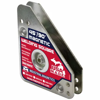 MAG-MATE Magnetic Welding Square: 45°_90°, 75 lb Max Pull, 5/16 in Center Hole Dia - 3-Axis 45/90-Degree Welding Magnets