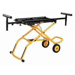 Designed for miter saw compatibility, this stand provides a stable platform for cutting operations. Dimensions: 25 in length, 60 in width, 32 1/2 in height. Suitable for job-site use in construction and woodworking.