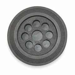 Graphite rupture disc with 125 psig burst pressure for 3-inch pipe systems. Overall diameter 5 1/10 inches. Provides overpressure protection in industrial piping and pressure vessels.