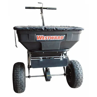 WESTWARD Manual Walk-Behind Spreader: Landscape, Lawn and Agriculture, 125 lb Capacity - Salt & Ice Melt Spreaders