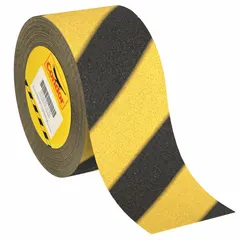 This antislip tape is a continuous roll with a coarse 60-grit surface and striped black/yellow pattern for high visibility. It features an aggressive adhesive and is chemical-resistant, suitable for indoor and outdoor use in medium-traffic areas such as floors, stairs, ramps, and walkways. Meets NFSI specifications.