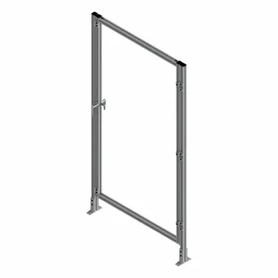 FAZTEK T-Slot Framing System Door: Stand-Alone, Gray, Right Swing, 72 in H x 39 in W x 5 1/2 in D - Clear Plastic Standalone Door Kits