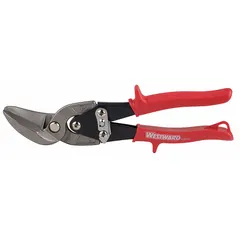 These offset aviation snips are designed for left-hand cutting of sheet metal. The steel blades provide a 1-1/4 in cutting length, while the plastic handles offer a comfortable grip. With a 9-3/4 in overall length, they are suitable for cutting curves and straight lines in metal fabrication and HVAC work.