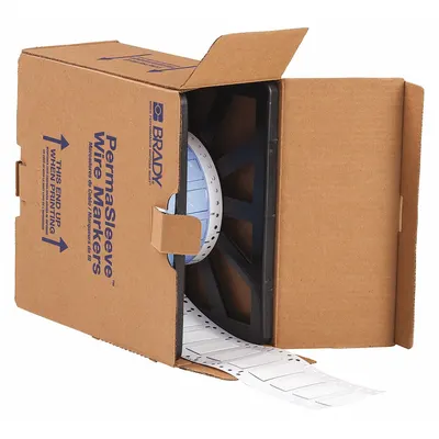 BRADY Sleeve Label: 1/2 in x 2 in, Polyolefin, White (Matte) - Brady Precut Sleeve Label Rolls