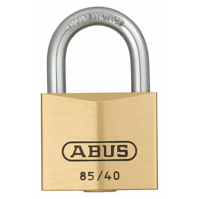 ABUS Padlock: Brass, Unfinished, Yellow, Std Shackle, Steel, 57/64 in Vert Clearance - Standard Shackle Master Keyed Padlocks