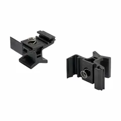 Mounting carrier and clip for securing pipe markers to pipes. Constructed from glass filled nylon with a 316 Type Stainless Steel spring. Uses self-locking strapping tag fastener type for attachment.